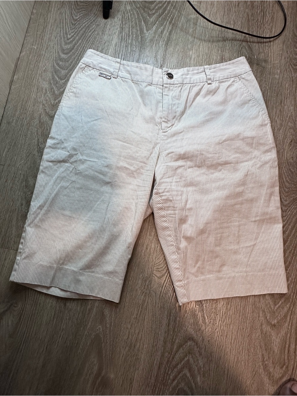 Ralph Lauren Beige Pinstripe Bermuda Shorts